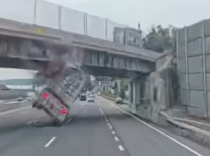 NYS Thruway bridge strike flips semi-truck in viral dashcam footage