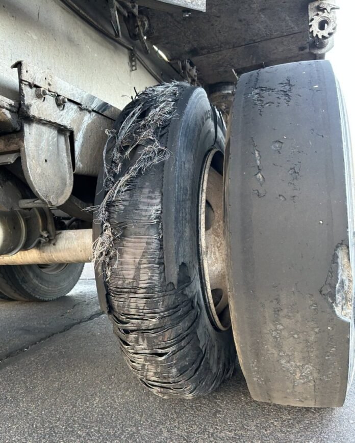 Truck and driver grounded over invalid license and unsafe tires